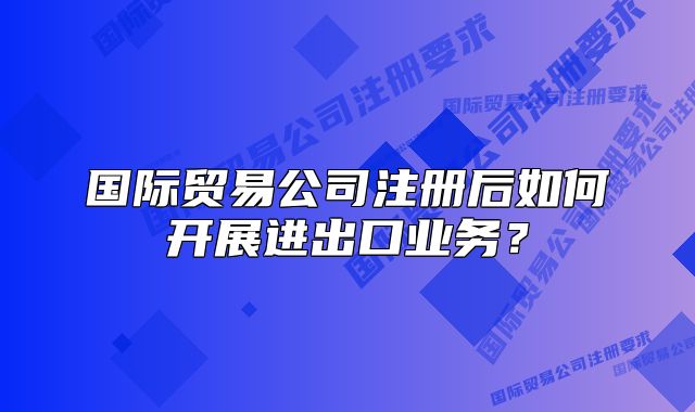 国际贸易公司注册后如何开展进出口业务?