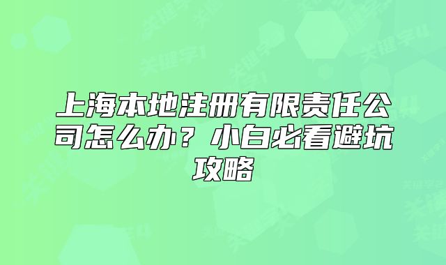 上海本地注册有限责任公司怎么办?小白必看避坑攻略