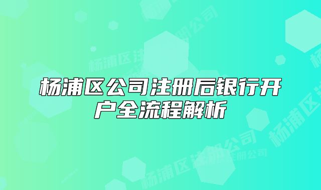 杨浦区公司注册后银行开户全流程解析