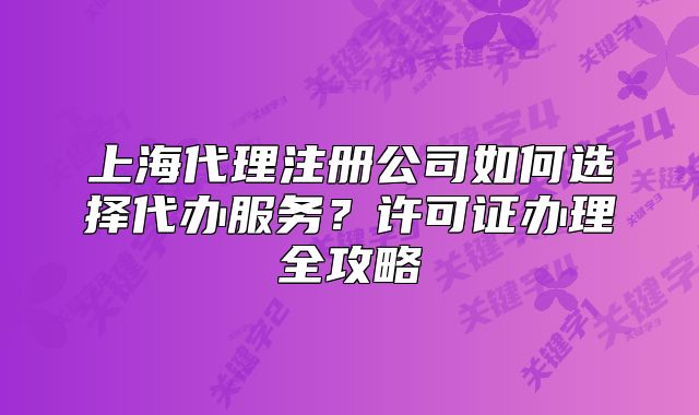 上海代理注册公司如何选择代办服务?许可证办理全攻略