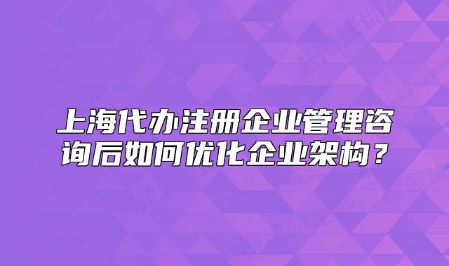上海代办注册企业管理咨询后如何优化企业架构?