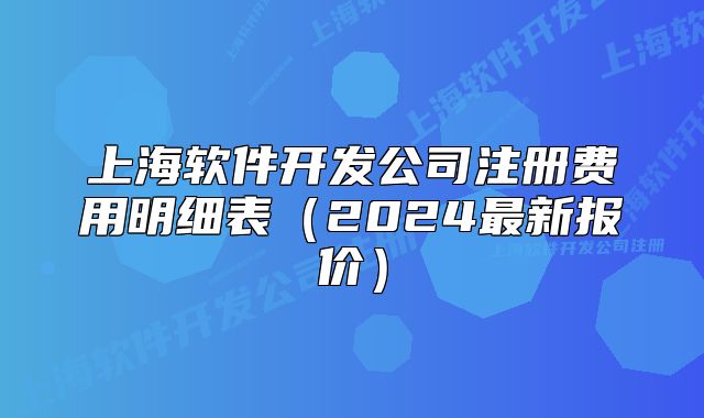 上海软件开发公司注册费用明细表(2024最新报价)