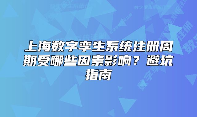 上海数字孪生系统注册周期受哪些因素影响?避坑指南