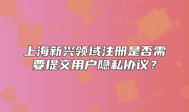 上海新兴领域注册是否需要提交用户隐私协议?