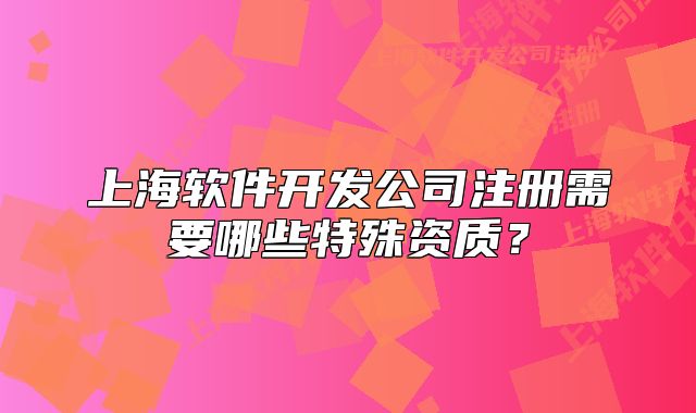 上海软件开发公司注册需要哪些特殊资质?