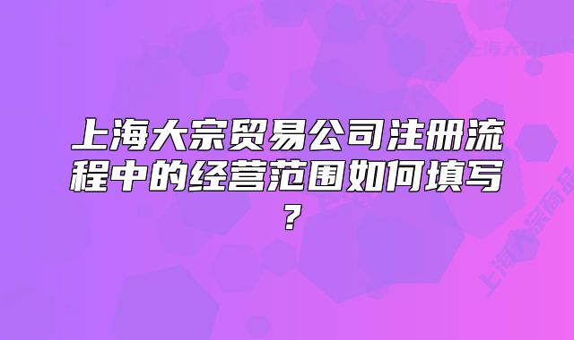 上海大宗贸易公司注册流程中的经营范围如何填写？