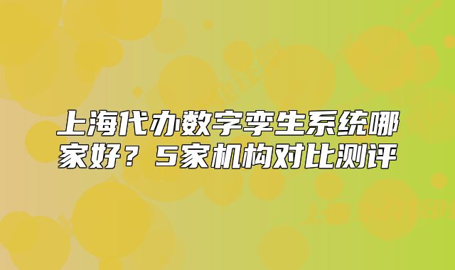 上海代办数字孪生系统哪家好?5家机构对比测评