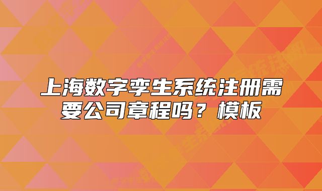 上海数字孪生系统注册需要公司章程吗?模板