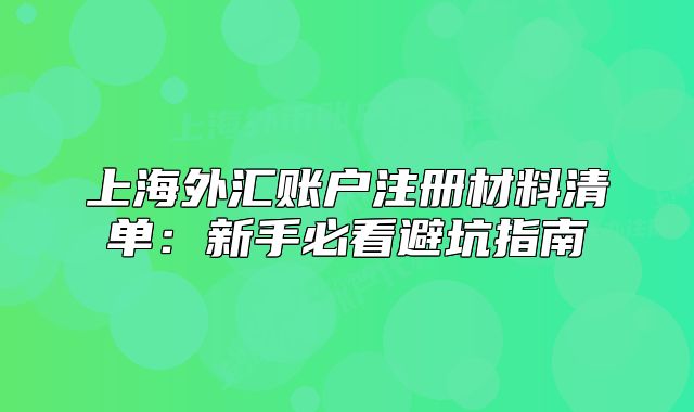 上海外汇账户注册材料清单:新手必看避坑指南
