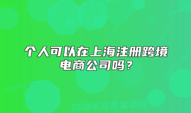 个人可以在上海注册跨境电商公司吗?