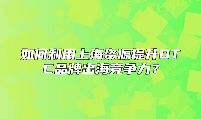如何利用上海资源提升DTC品牌出海竞争力?
