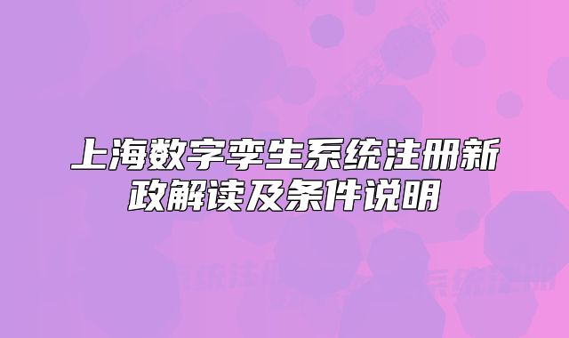 上海数字孪生系统注册新政解读及条件说明