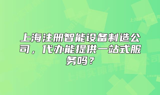 上海注册智能设备制造公司,代办能提供一站式服务吗?