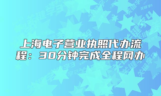上海电子营业执照代办流程:30分钟完成全程网办