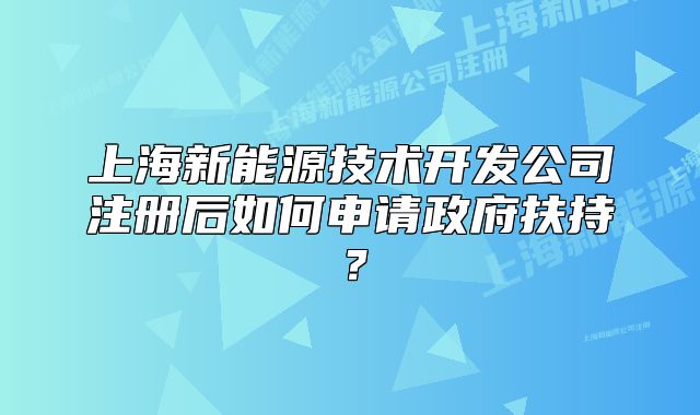 上海新能源技术开发公司注册后如何申请政府扶持?