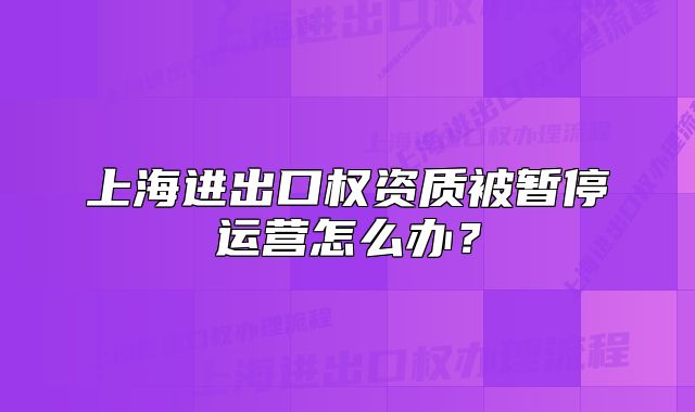 上海进出口权资质被暂停运营怎么办?
