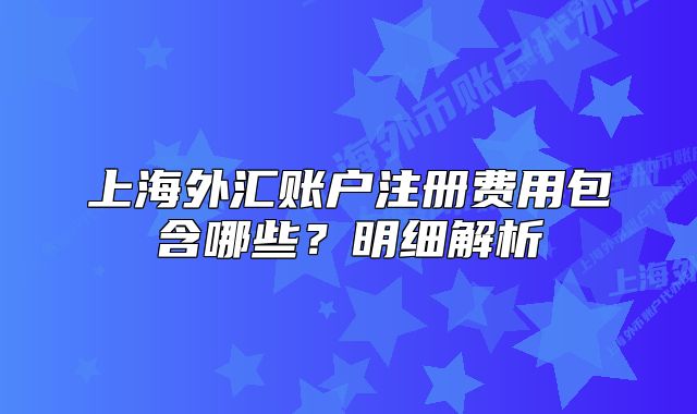 上海外汇账户注册费用包含哪些？明细解析