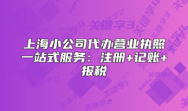 上海小公司代办营业执照一站式服务:注册+记账+报税