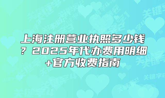 上海注册营业执照多少钱？2025年代办费用明细+官方收费指南