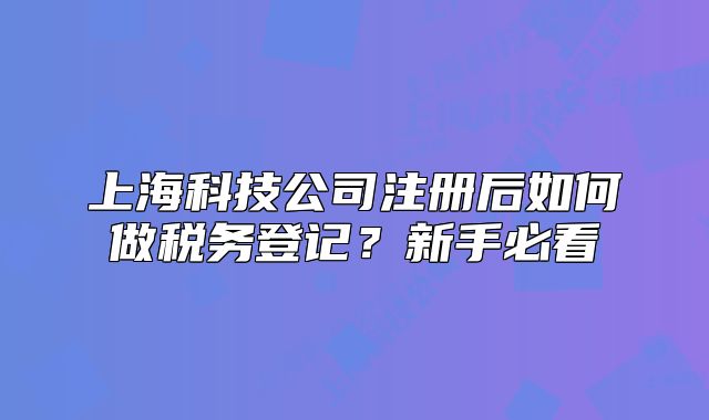 上海科技公司注册后如何做税务登记？新手必看