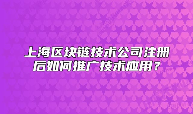 上海区块链技术公司注册后如何推广技术应用?