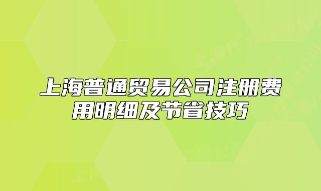 上海普通贸易公司注册费用明细及节省技巧