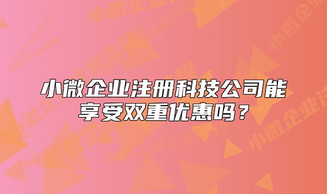 小微企业注册科技公司能享受双重优惠吗?