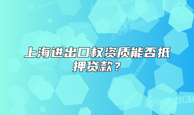 上海进出口权资质能否抵押贷款？