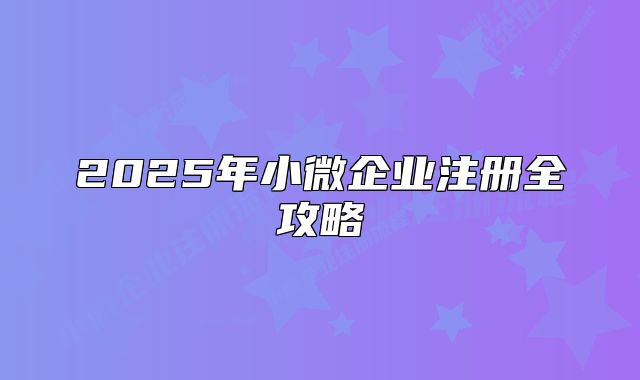 2025年小微企业注册全攻略