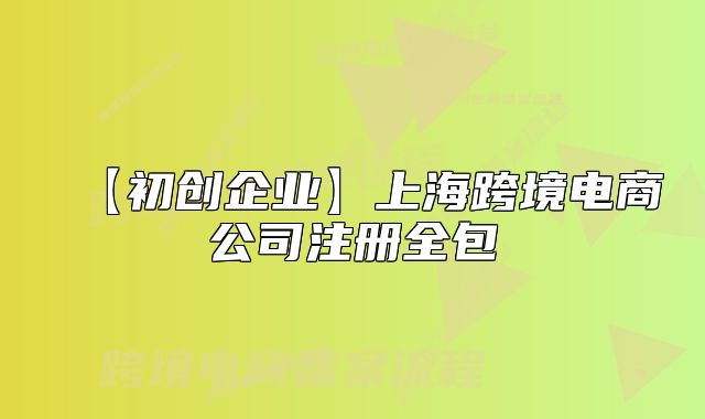 【初创企业】上海跨境电商公司注册全包