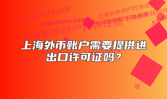 上海外币账户需要提供进出口许可证吗？