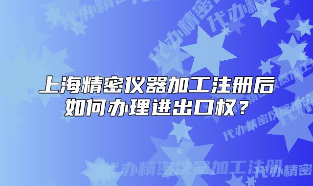 上海精密仪器加工注册后如何办理进出口权?