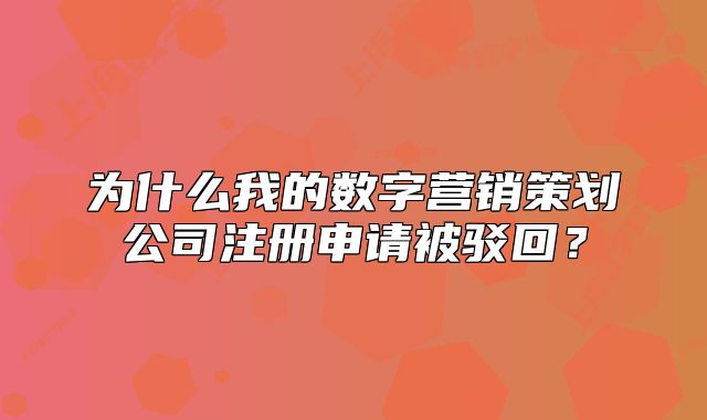为什么我的数字营销策划公司注册申请被驳回?