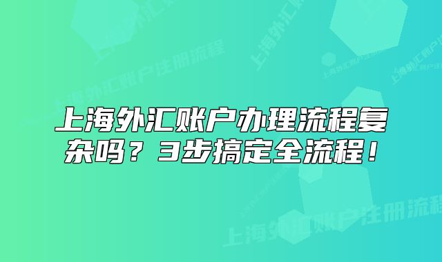上海外汇账户办理流程复杂吗？3步搞定全流程！