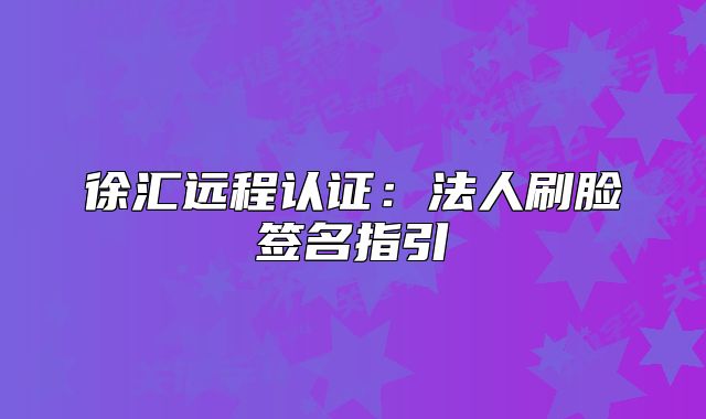 徐汇远程认证：法人刷脸签名指引