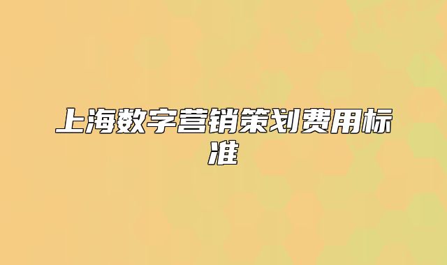 上海数字营销策划费用标准