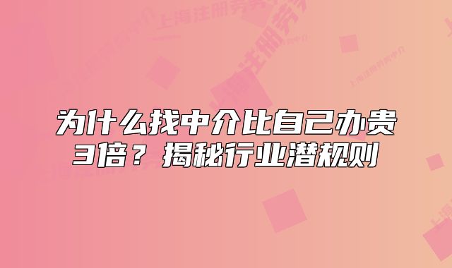 为什么找中介比自己办贵3倍?揭秘行业潜规则