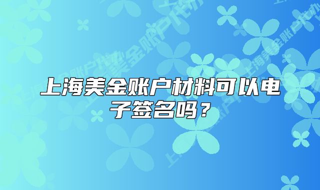 上海美金账户材料可以电子签名吗?