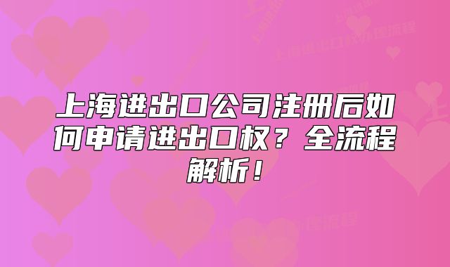 上海进出口公司注册后如何申请进出口权?全流程解析!