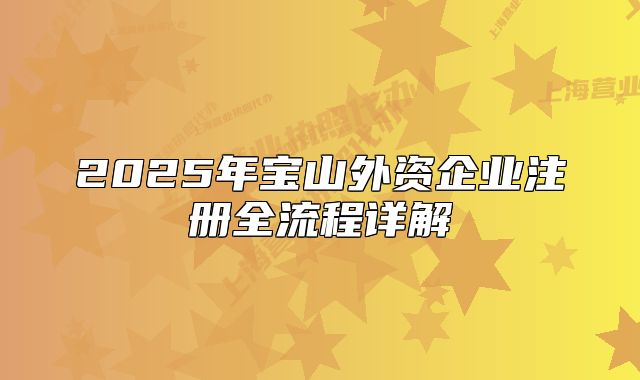 2025年宝山外资企业注册全流程详解