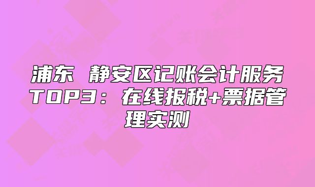浦东 静安区记账会计服务TOP3:在线报税+票据管理实测