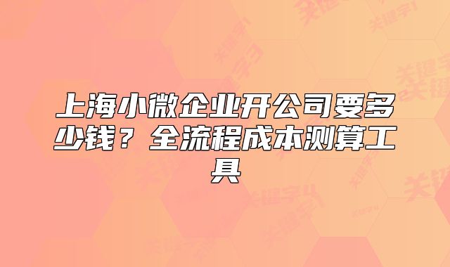 上海小微企业开公司要多少钱？全流程成本测算工具