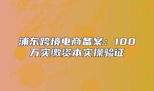浦东跨境电商备案：100万实缴资本实操验证