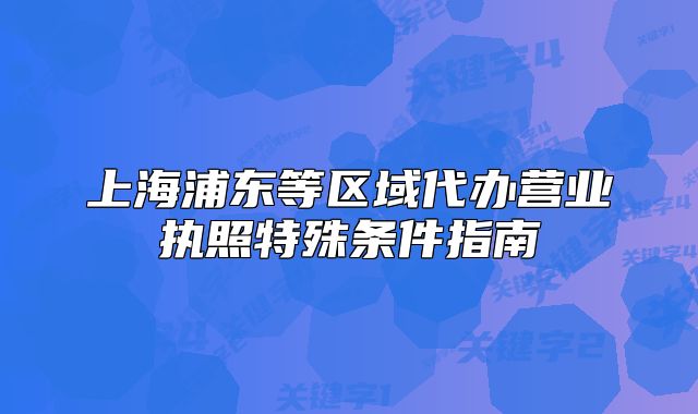 上海浦东等区域代办营业执照特殊条件指南