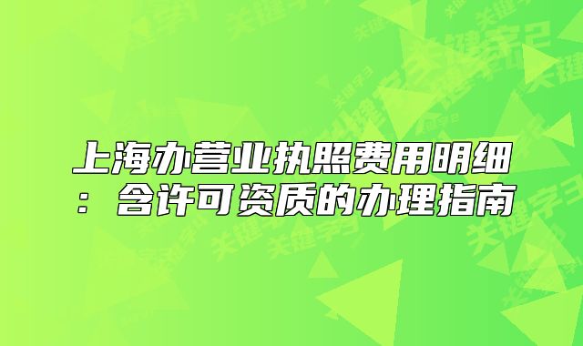 上海办营业执照费用明细：含许可资质的办理指南