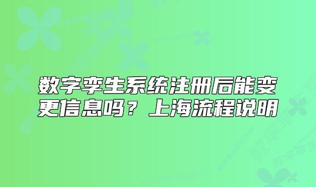 数字孪生系统注册后能变更信息吗？上海流程说明