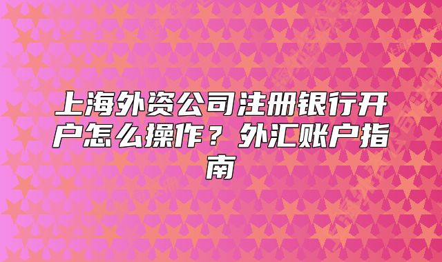 上海外资公司注册银行开户怎么操作?外汇账户指南