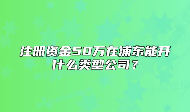 注册资金50万在浦东能开什么类型公司?