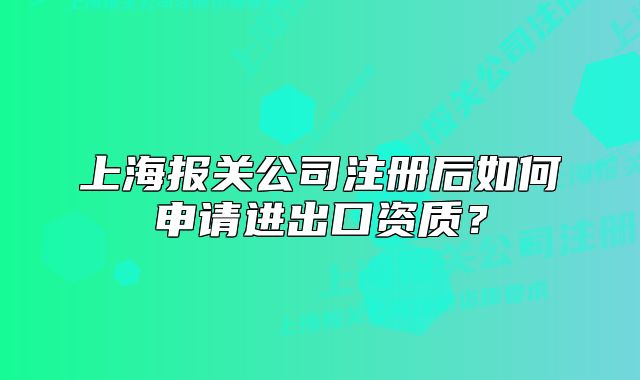上海报关公司注册后如何申请进出口资质?