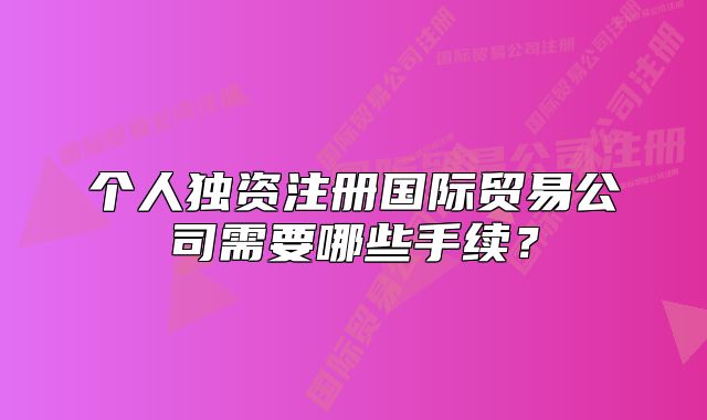个人独资注册国际贸易公司需要哪些手续?